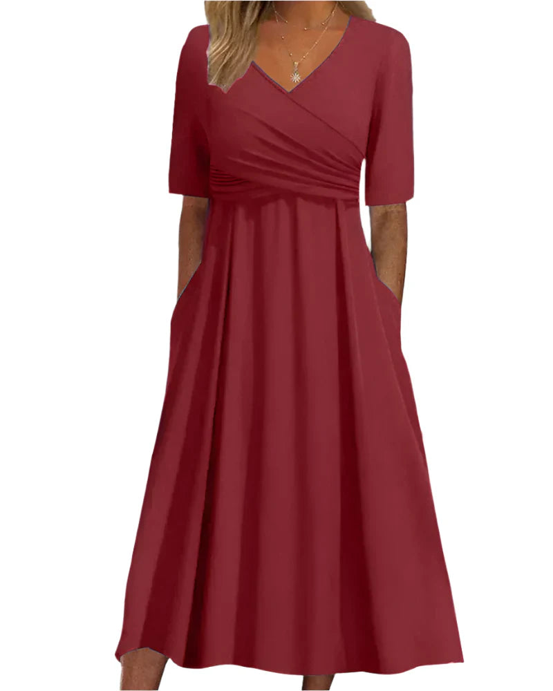 Marisha - Omslagsstil Midikleid mit Taschen