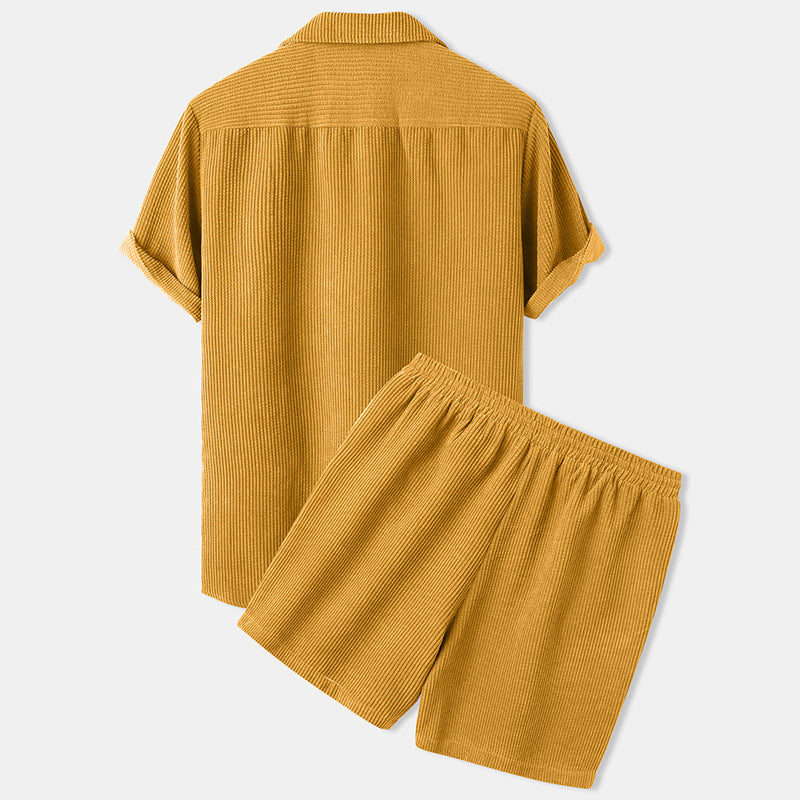Caspar – Herren Sommeranzug mit Kurzarmhemd und Kordelshorts