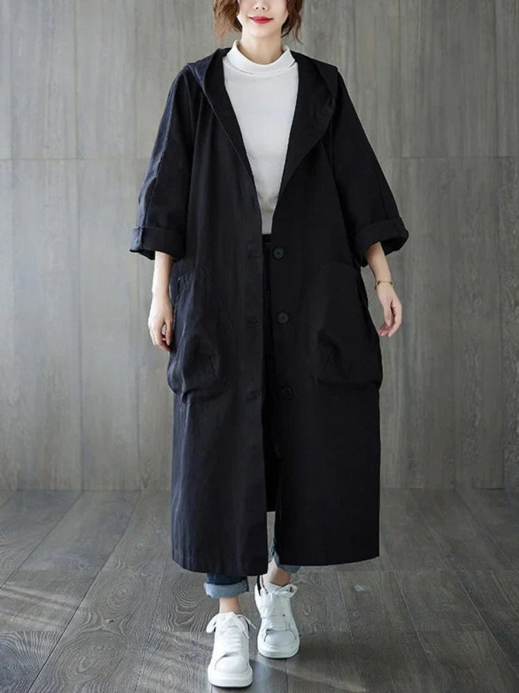 Sofie Let Trenchcoat mit Kapuze und Knopfschluss für Damen