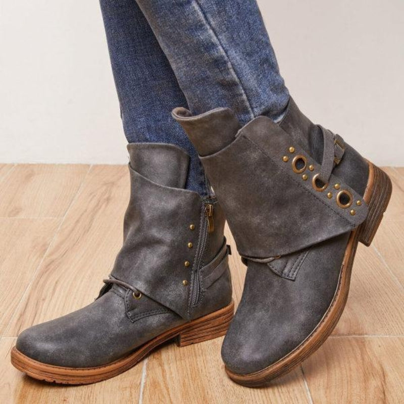 Erik Klassische Rutschesichere Stiefeletten aus PU-Leder mit Reißverschluss für Damen