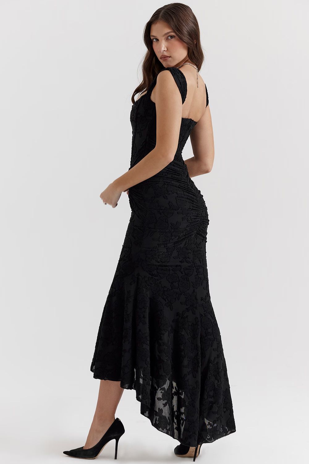 Celeste Maxikleid mit tiefem V-Ausschnitt