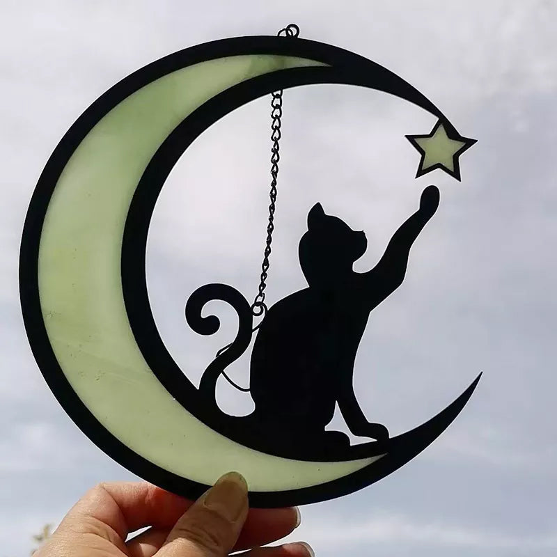 MysticPaws Katze & Halbmond Lampe – Magisches Stimmungslicht für Gemütliche Einrichtung