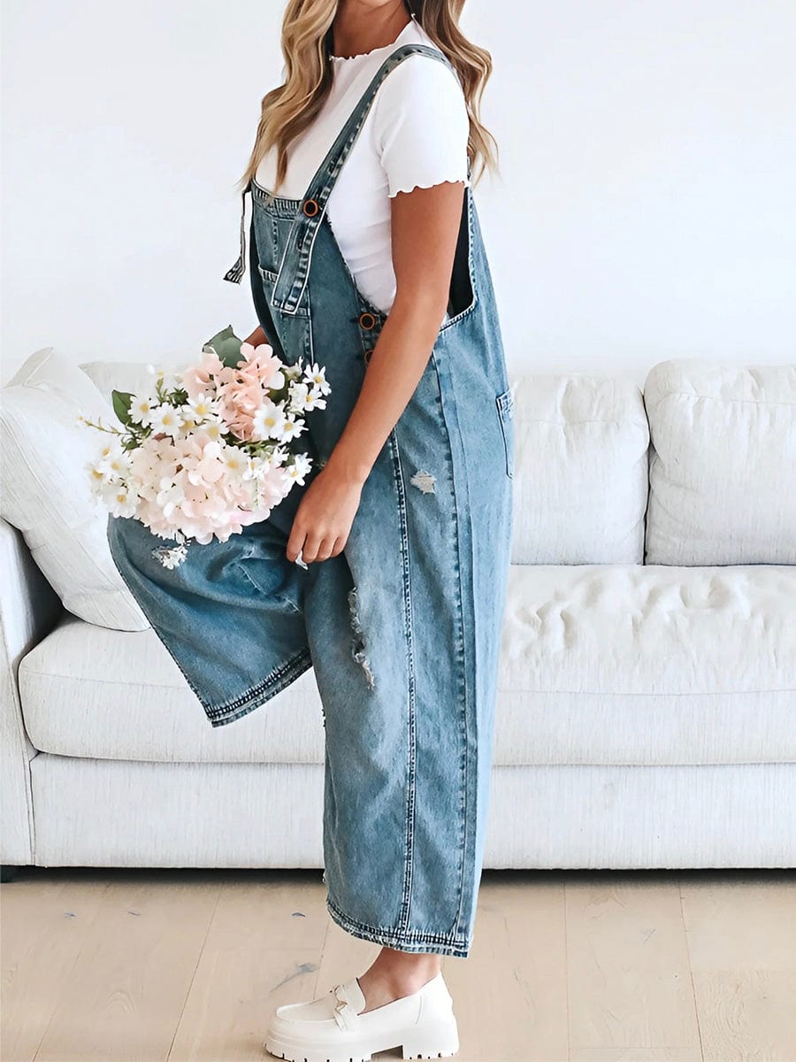 Olivia Ärmelloser Lockerer Denim-Overall