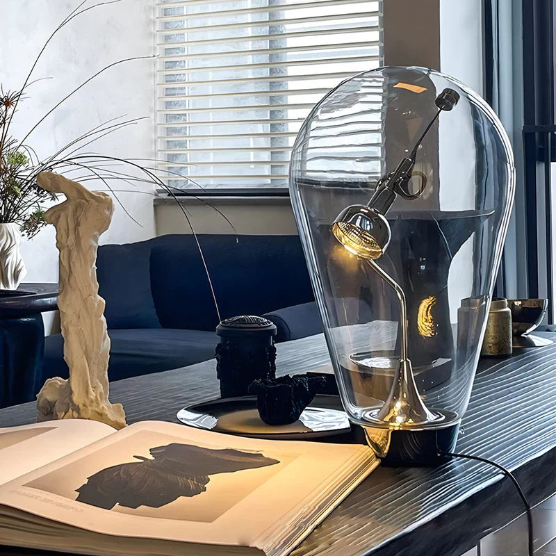 LumiMagnet – Industrielle Glasbordlampe mit Dimmfunktion für modernes Zuhause