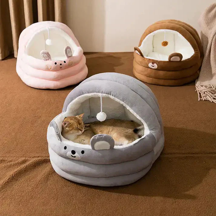 CozyCave - Haustierbett mit Haube für Katzen und kleine Hunde