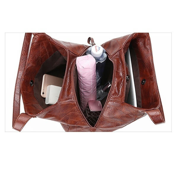 LuxeSlouch – Vegane Slouchy Schultertasche aus Leder