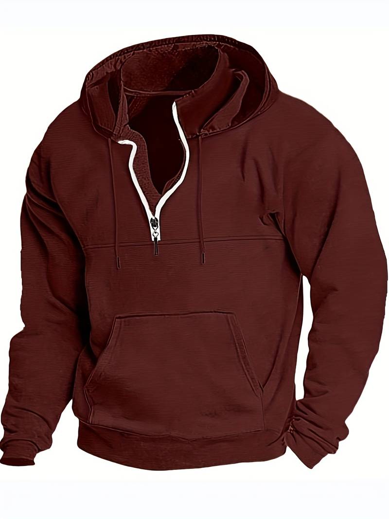 Hans - Hoodie mit halbem Reißverschluss und Taschen