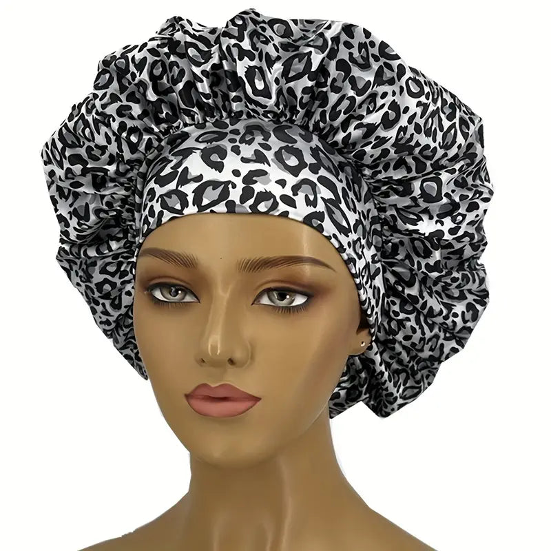 Leopardmusterte Seiden-Schlafmütze für Damen – Weich & Schützend Haube | 1+1 Gratis