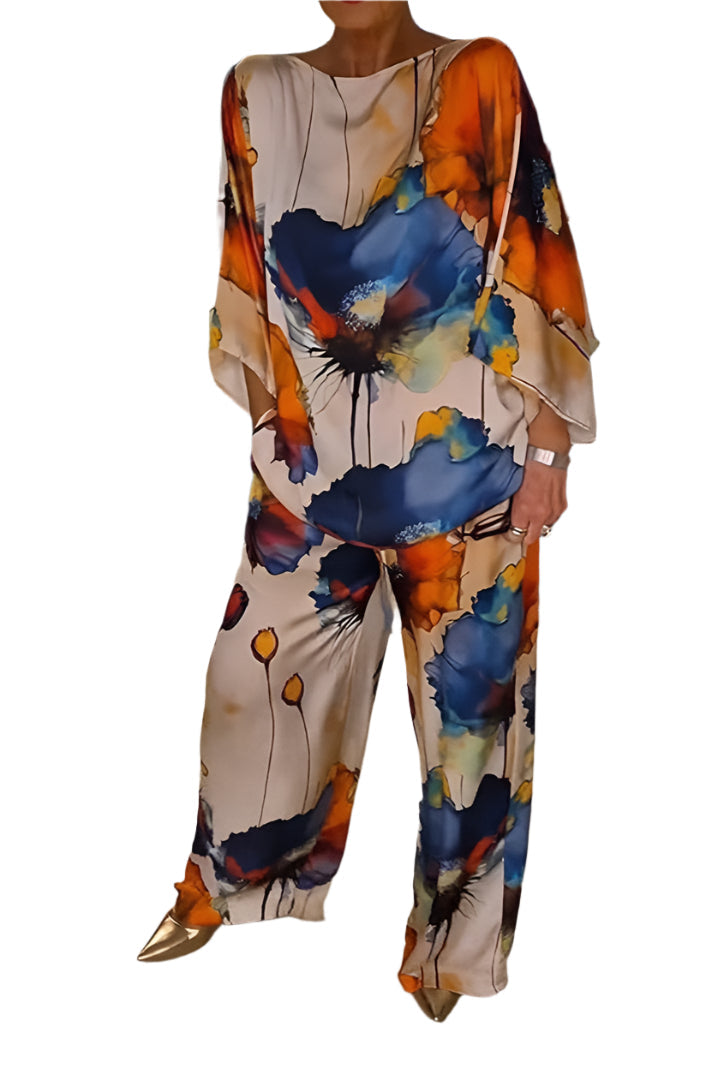 Geldy - Gestreifter Oversize-Top mit weiten Beinen und Hose