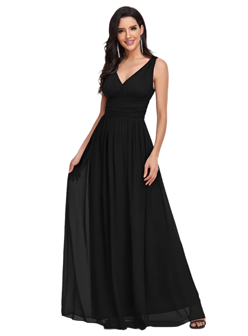 Gisele Maxikleid – Elegantes A-Linien Damenkleid mit V-Ausschnitt