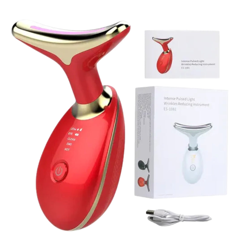 GlowLift – Anti-Falten Gesichtsstraffungs-Massagegerät mit LED-Lichttherapie für Gesicht und Hals