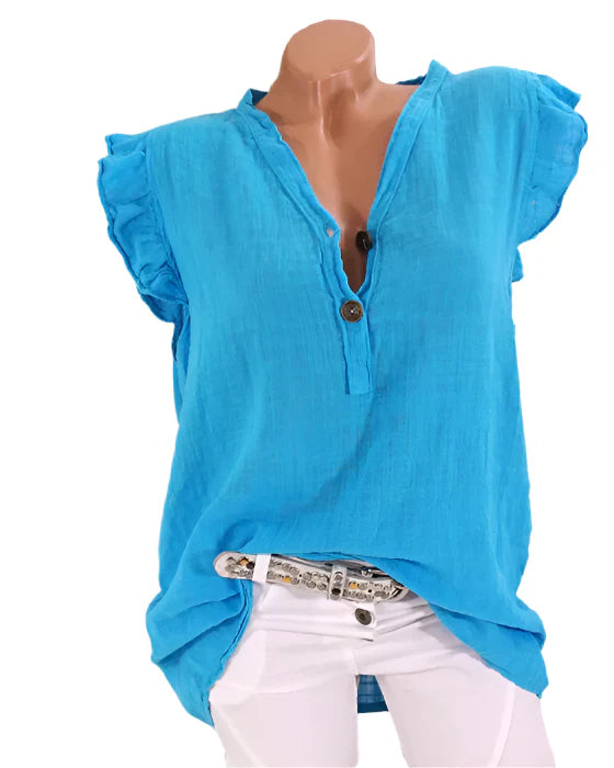 Connie - Feminin Bluse mit V-Ausschnitt und Rüschensaum