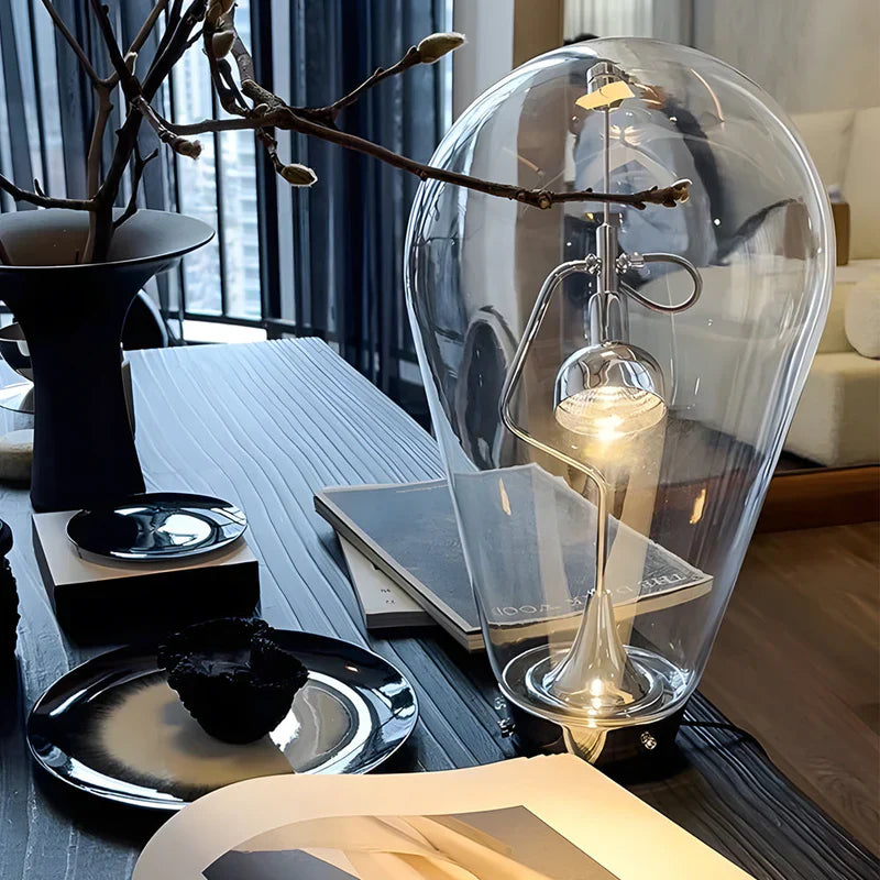 LumiMagnet – Industrielle Glasbordlampe mit Dimmfunktion für modernes Zuhause