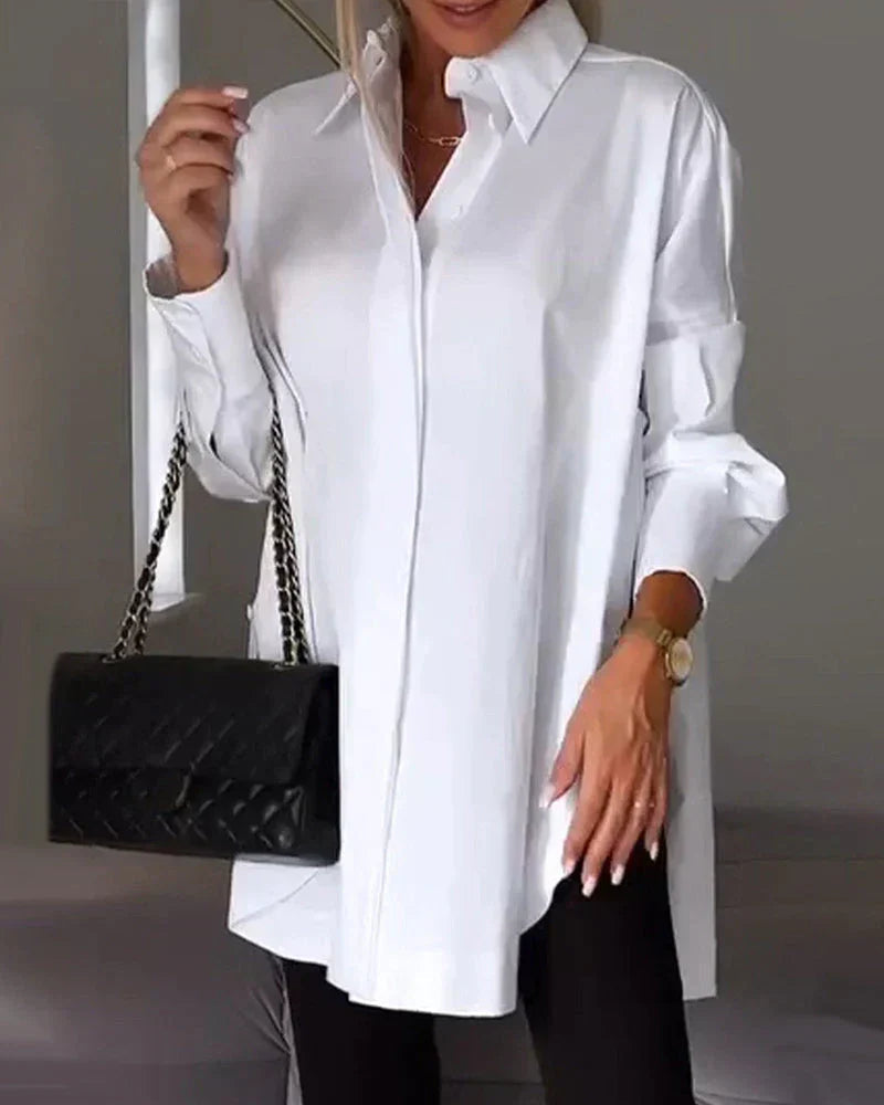 Olivia Klassische Langärmelige Bluse mit Knopfverschluss