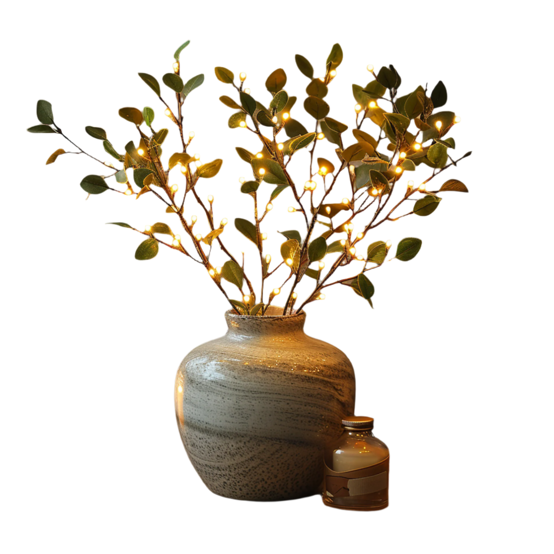LumiFlor - LED-Blumen-Lichterkette mit realistischen Blättern und batteriebetriebenem Licht
