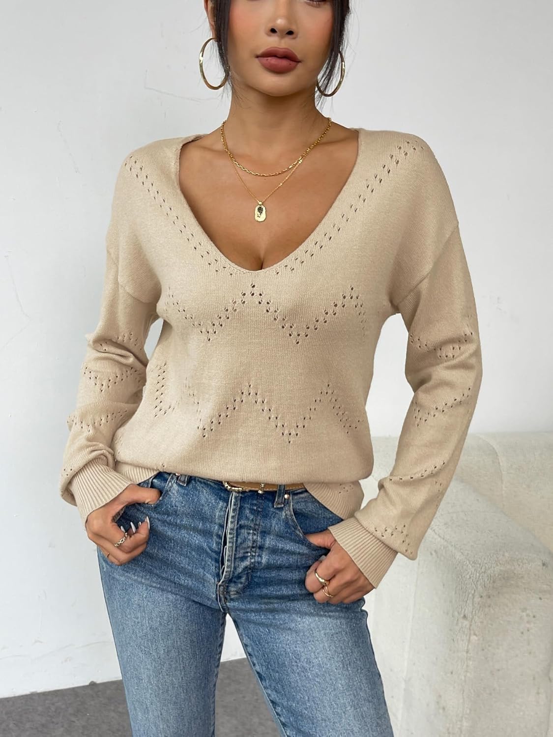 Emma Off Shoulder Crochet Pullover