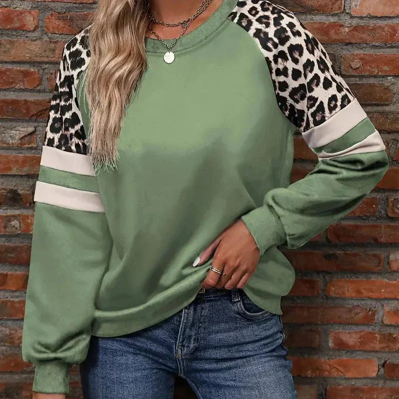 Luna Lässiges Langarm-Sweatshirt mit Leopardenmuster