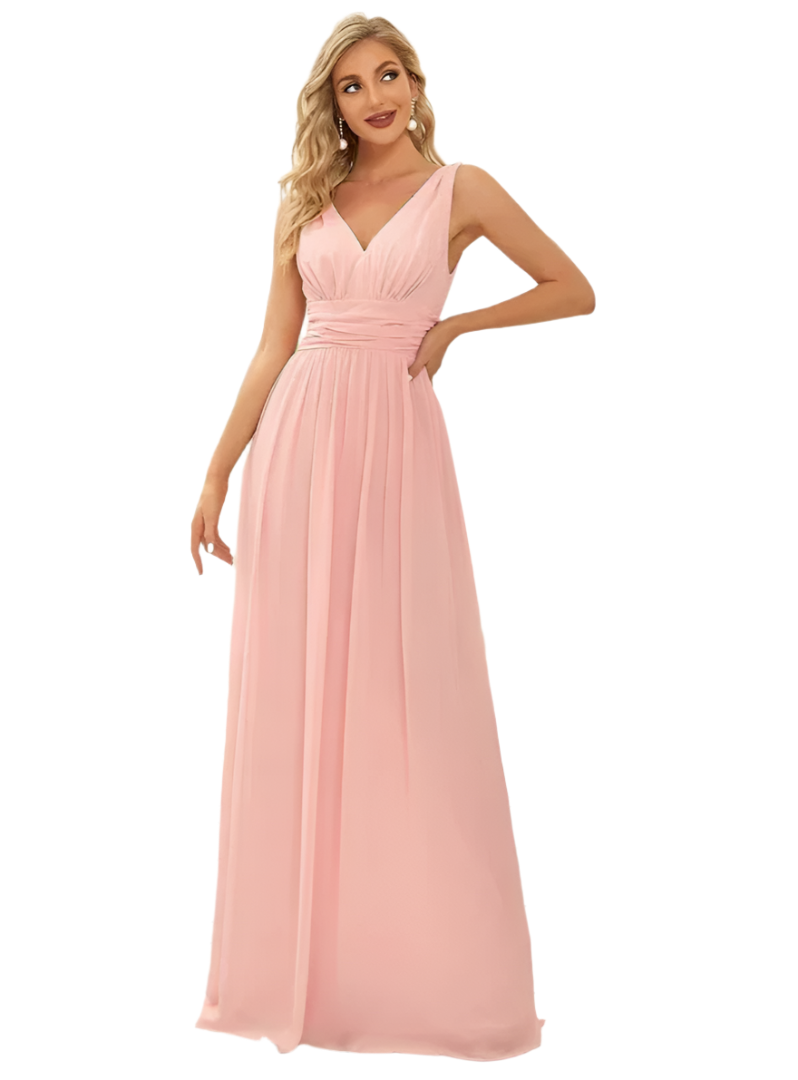 Gisele Maxikleid – Elegantes A-Linien Damenkleid mit V-Ausschnitt