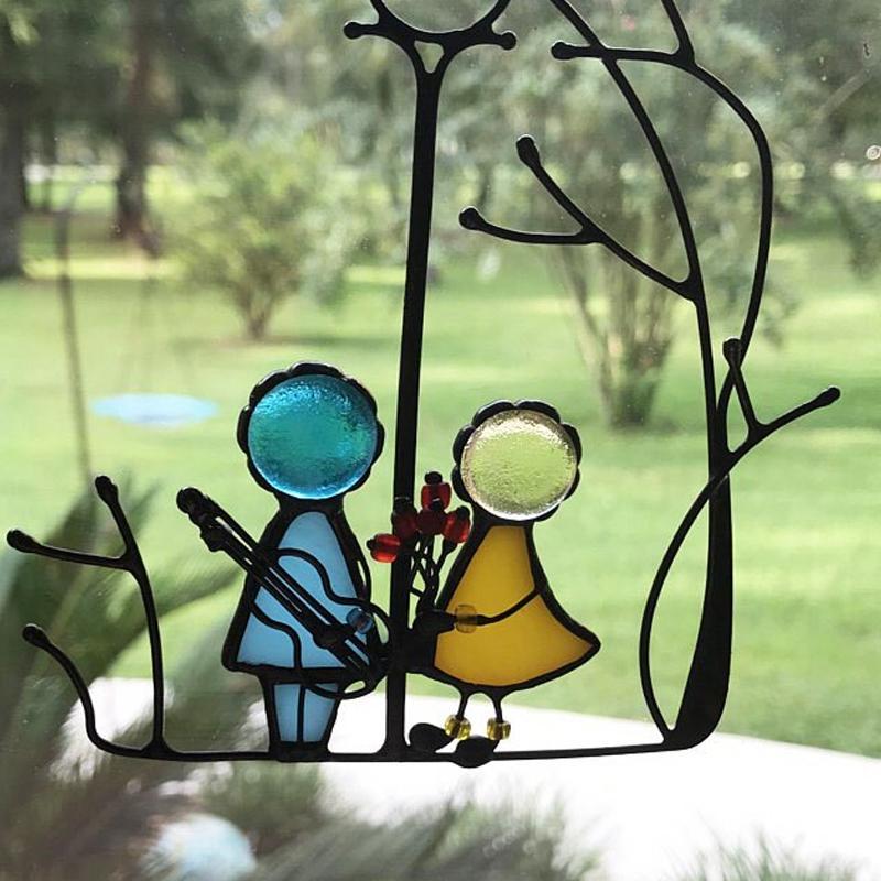 RomanticCharm - Lustige Paarfarbene Glasornamente