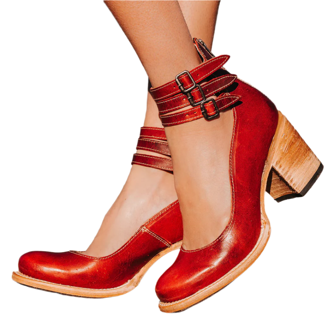 Alliah - Schicke Stilettos mit quadratischem Absatz und Knöchelriemen