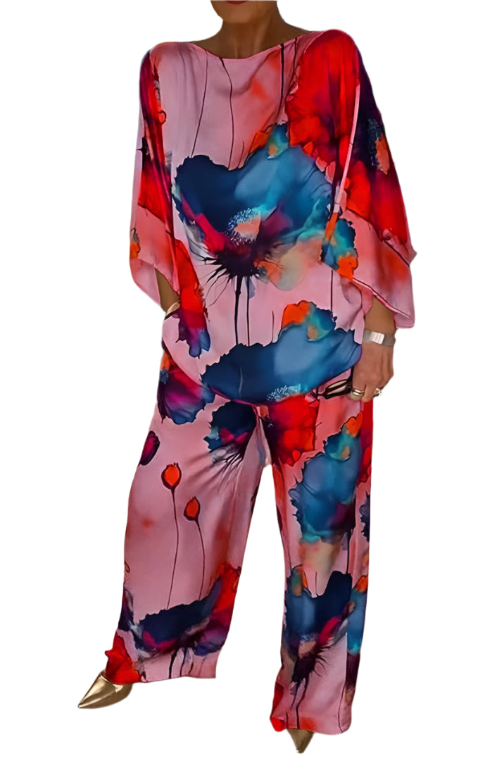 Geldy - Gestreifter Oversize-Top mit weiten Beinen und Hose