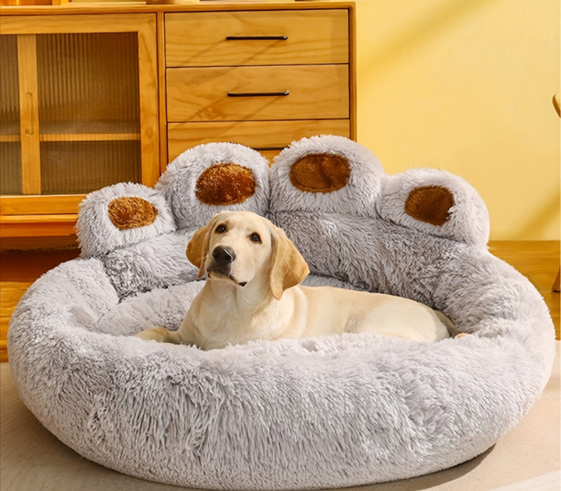 CozyPaw Waschbarer Haustierbett mit Pfotenform-Design