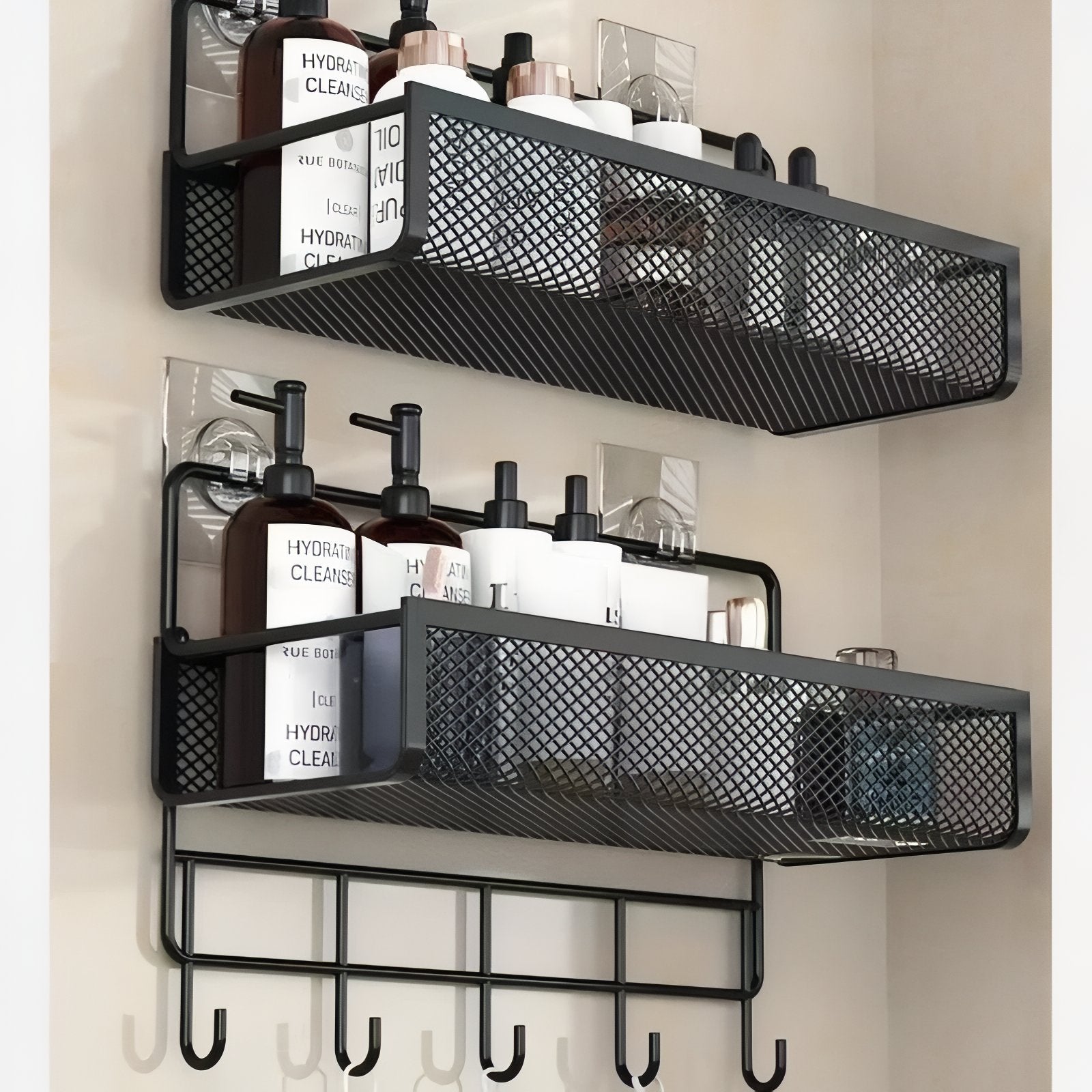 NeatSpace - Wandregal mit Haken für Badezimmer und Küche