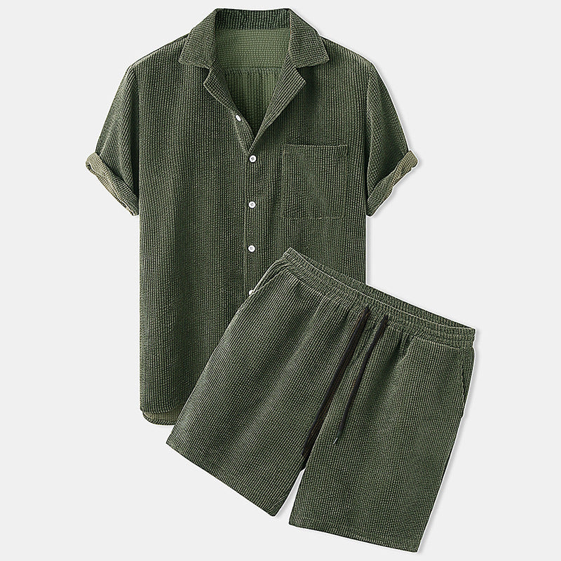 Caspar – Herren Sommeranzug mit Kurzarmhemd und Kordelshorts