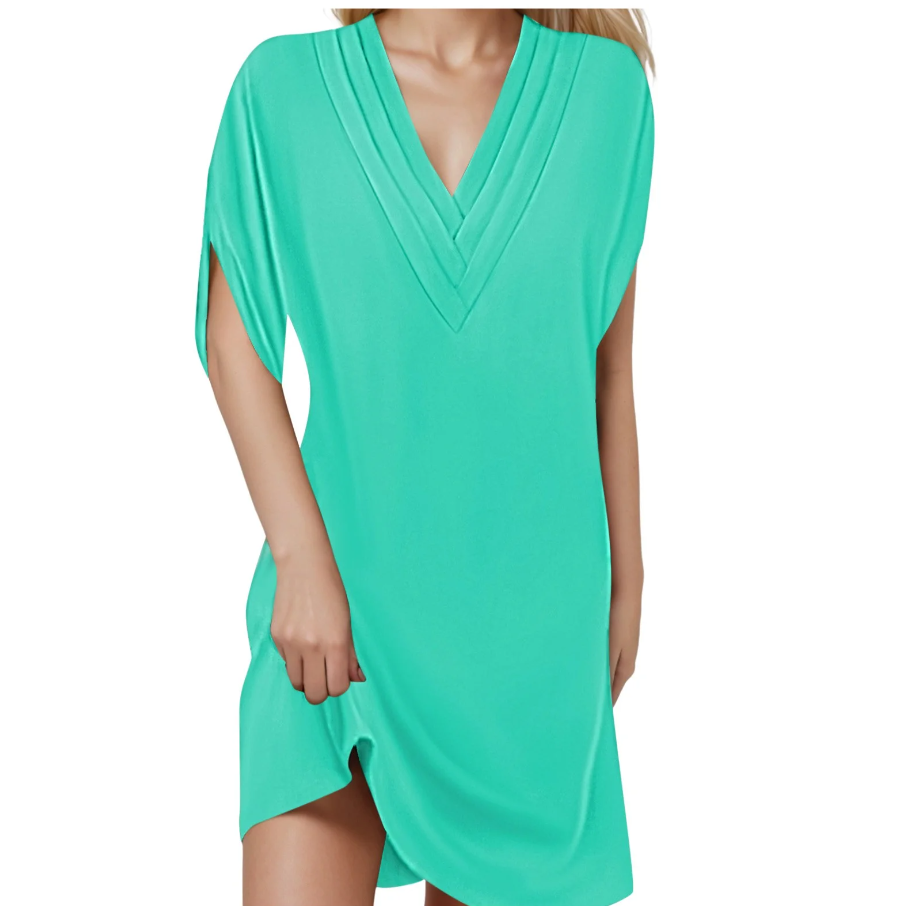 Rebekka - Lässiges V-Ausschnitt Kleid mit kurzen Ärmeln