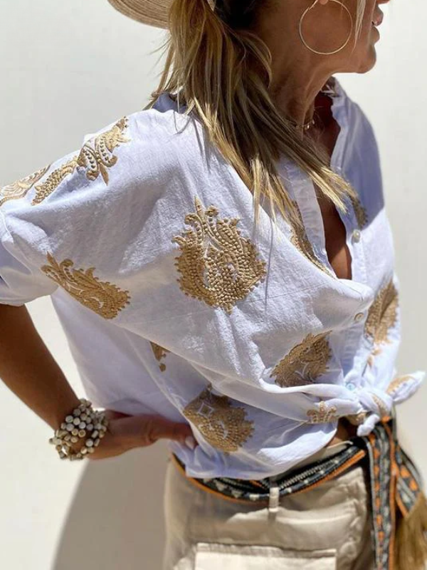 Sofia Puffärmel Bluse mit einzigartigem Druck und stilvollem Design