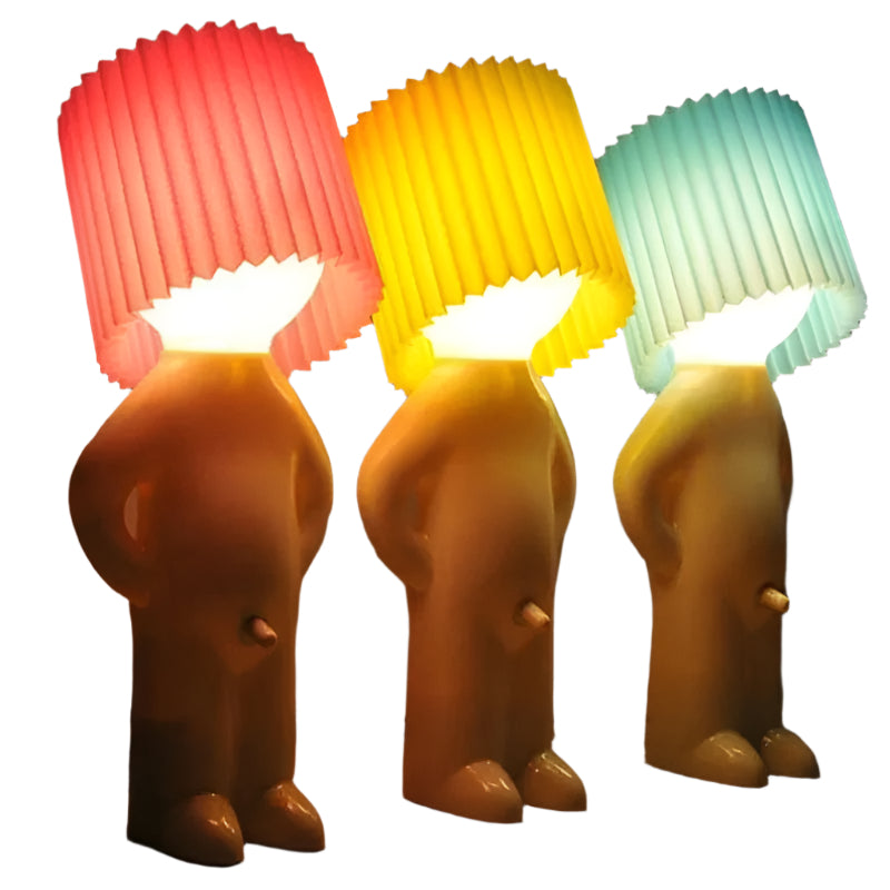 WhimsiGlow - Lampe Figur mit Plissee-Schirm Persönlichkeit