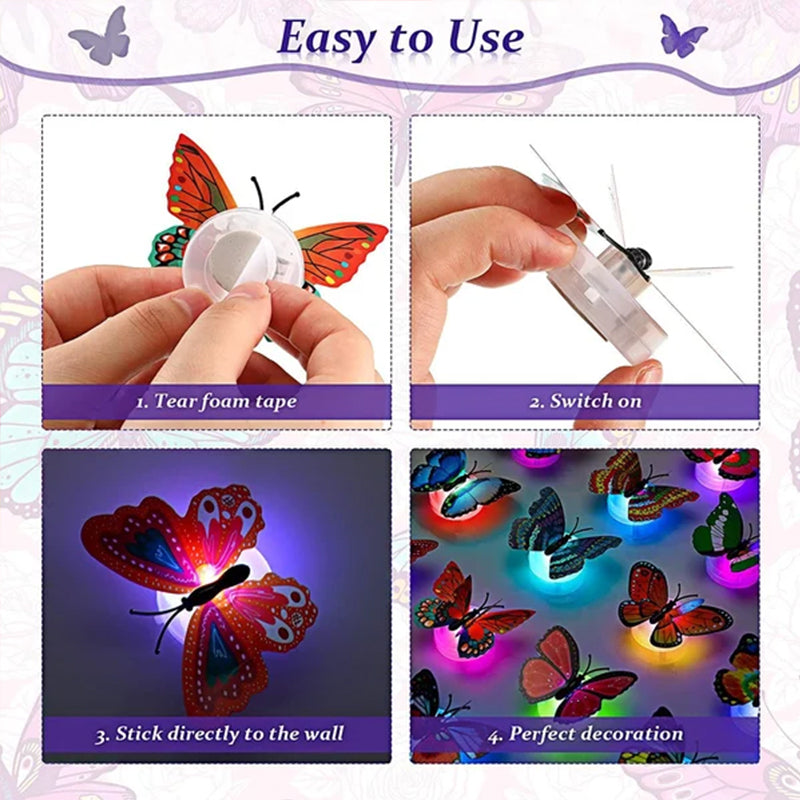 LumiWings - 3D bunte LED Schmetterlings Nachtlichter