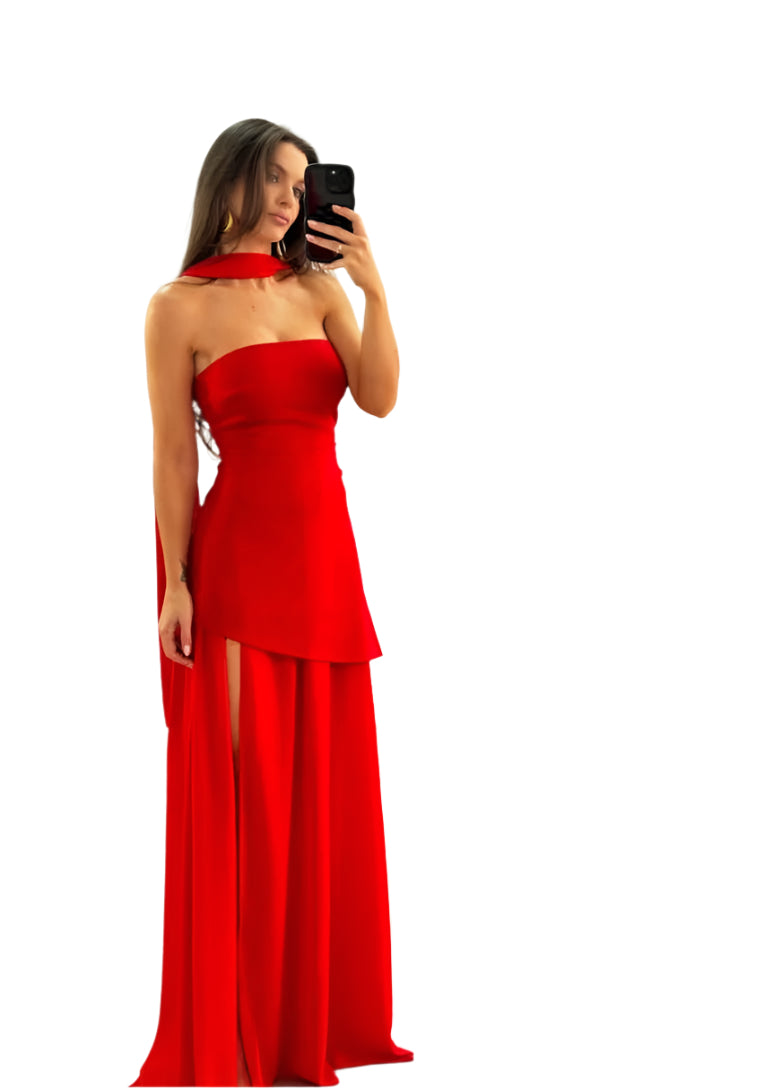 Amélie – Elegantes trägerloses Kleid mit doppellagigem Rock