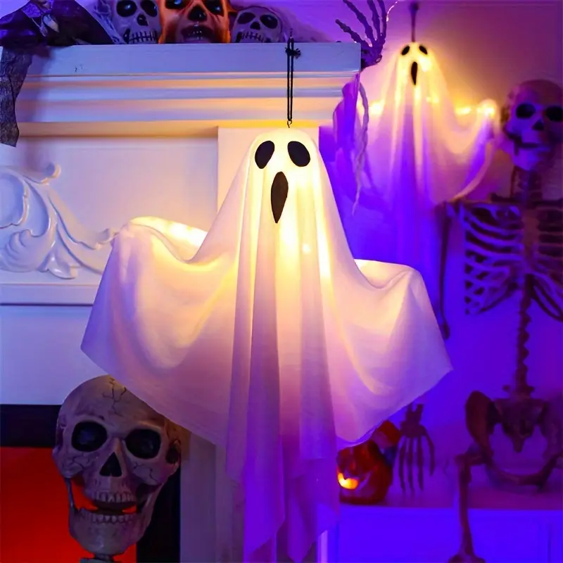 Geisterlaternen mit LED-Lichtern – 3 Stk. Hängende Halloween-Dekoration