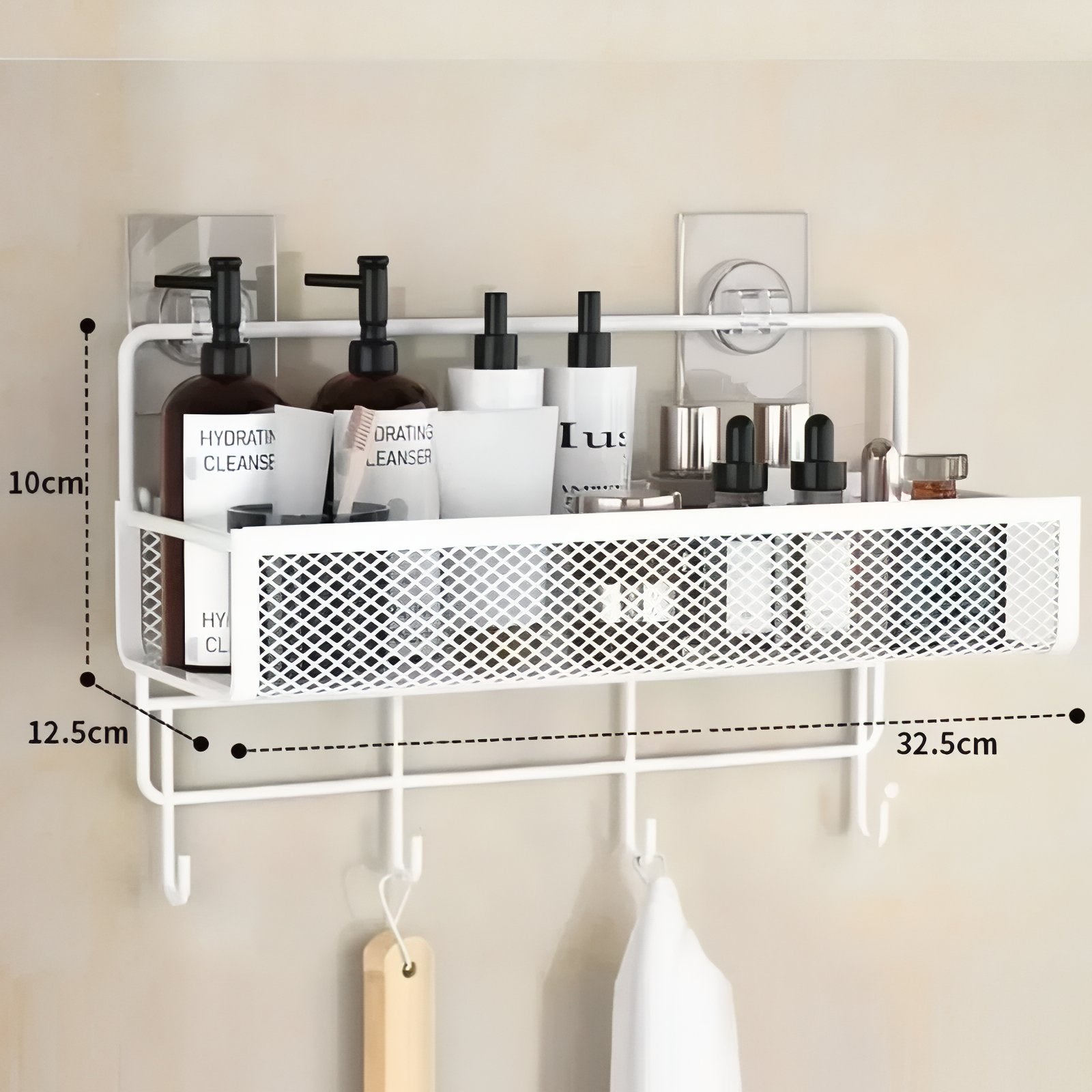 NeatSpace - Wandregal mit Haken für Badezimmer und Küche