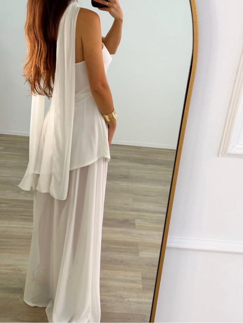 Amélie – Elegantes trägerloses Kleid mit doppellagigem Rock