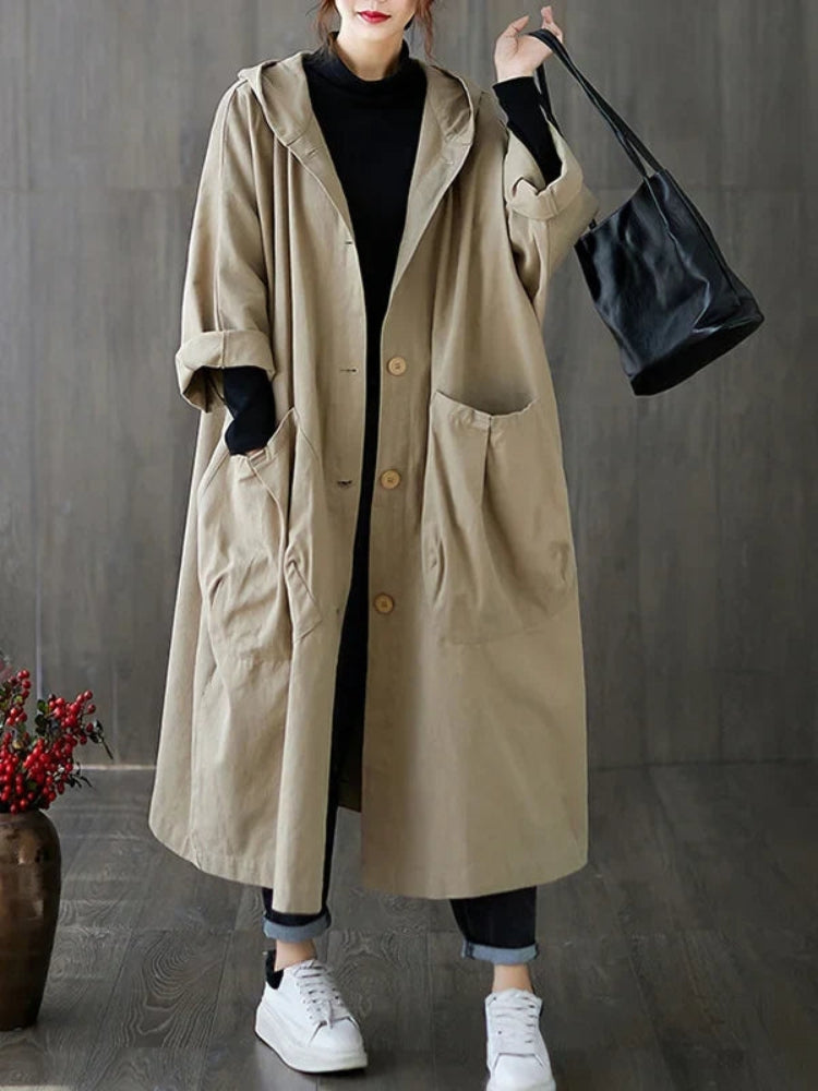 Sofie Let Trenchcoat mit Kapuze und Knopfschluss für Damen