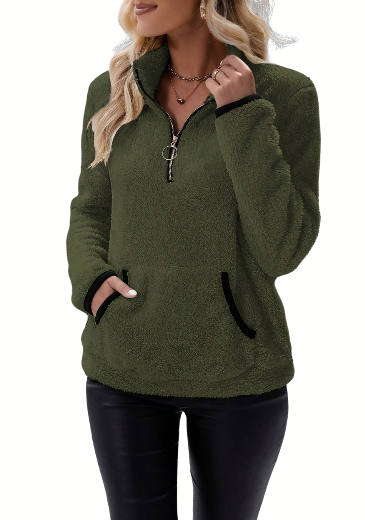 Willow - Warmer Fleece-gefütterter Halbzip-Pullover