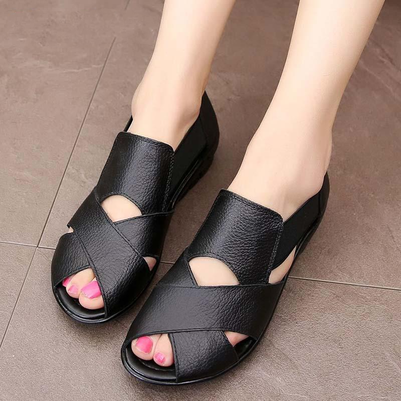 Vogel – Elegante schwarze Ledersandalen