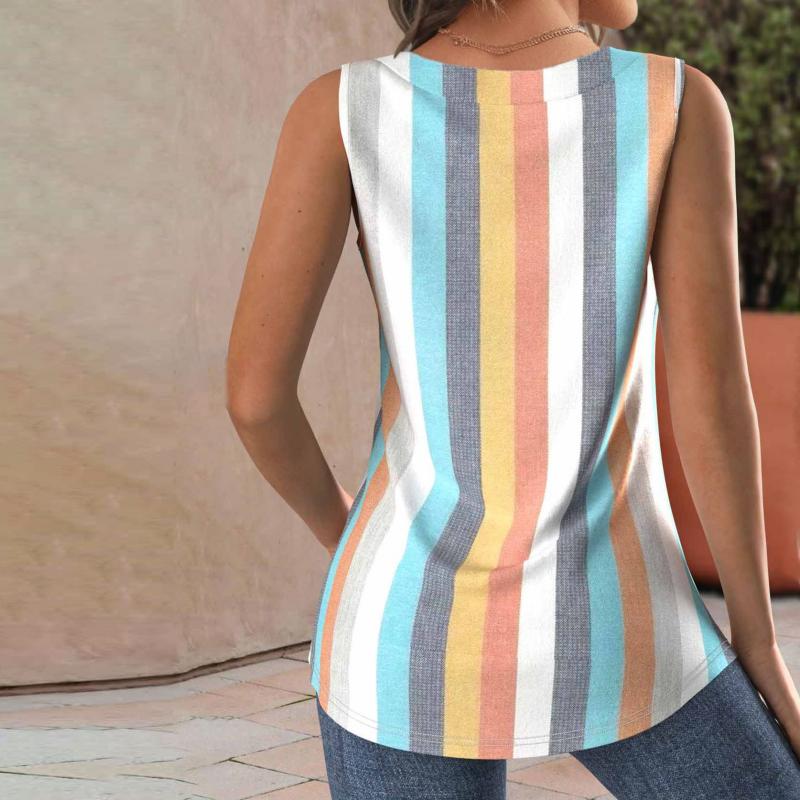 Decerie - Ärmellose gestreifte Bluse in Pastellfarben