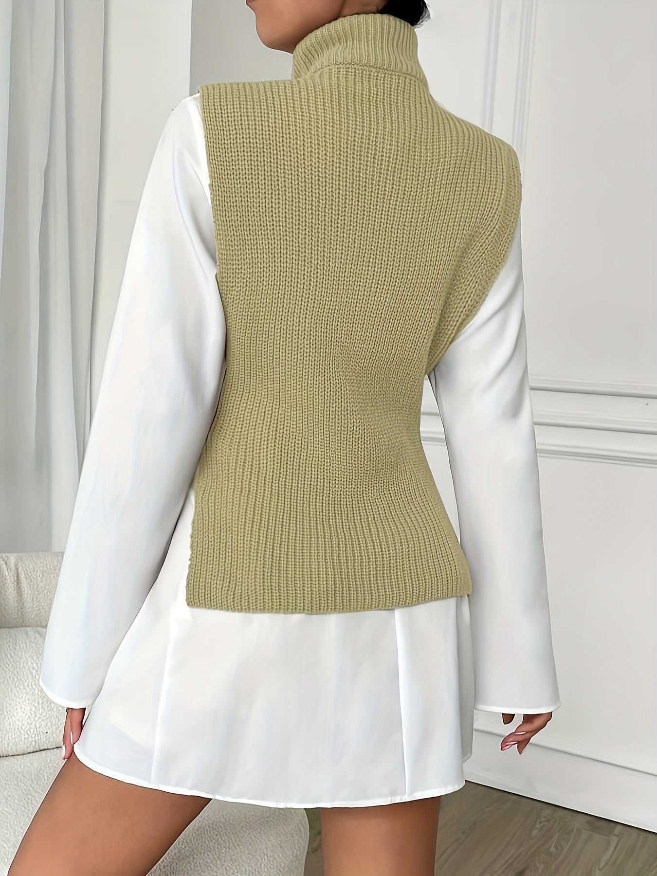 Brittany - Schicke Strickweste und langes Kleid mit weißem Kragen