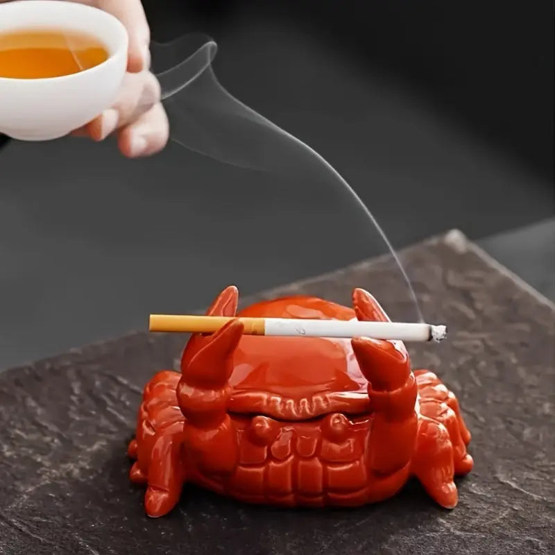 CrabbySmoke – Einzigartiger krabbenförmiger Aschenbecher mit Deckel