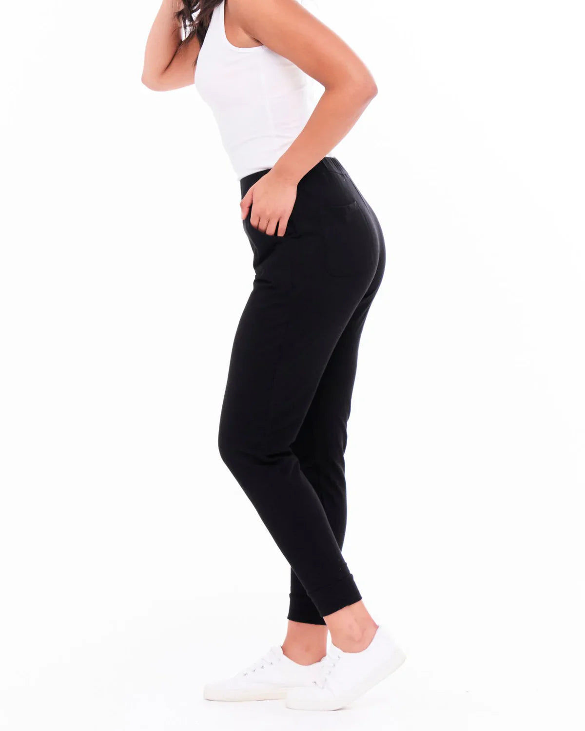 Luna Schicke Schwarze Hose mit hoher Taille