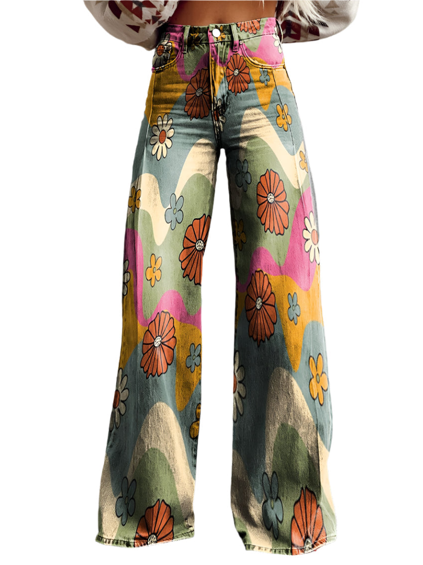 Lucy - Blumenmuster Hosen für Frauen