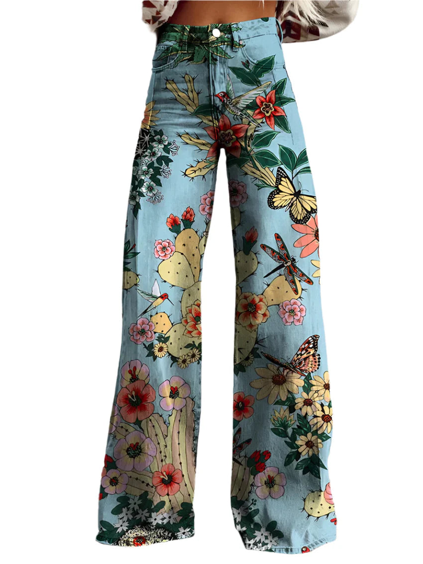 Lucy - Blumenmuster Hosen für Frauen