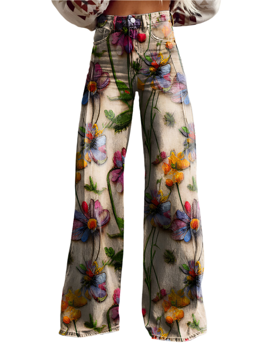 Lucy - Blumenmuster Hosen für Frauen