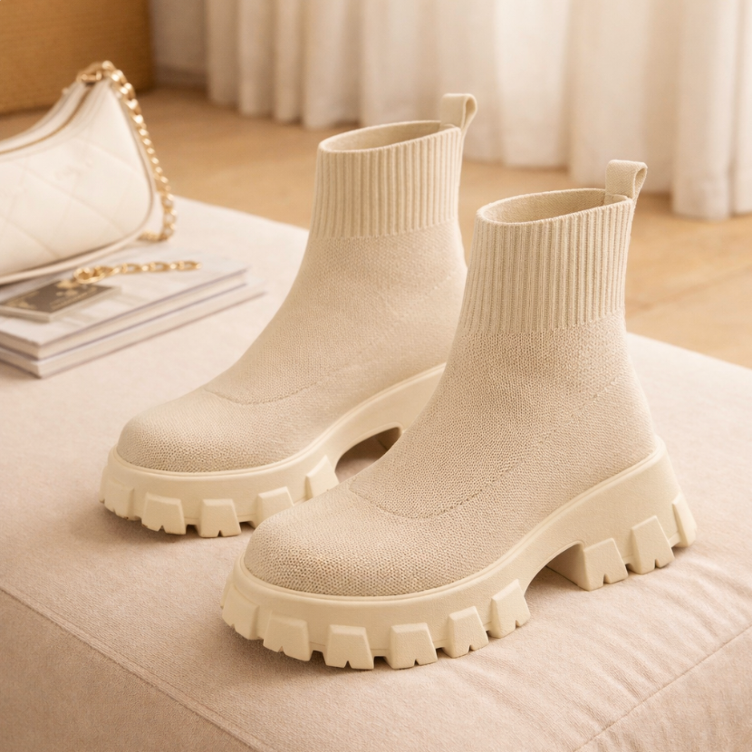 Anette - Lässige Schlittschuhsockenstiefel mit dicker Sohle