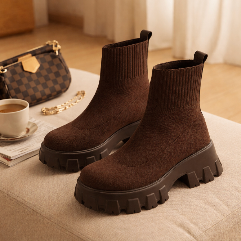 Anette - Lässige Schlittschuhsockenstiefel mit dicker Sohle