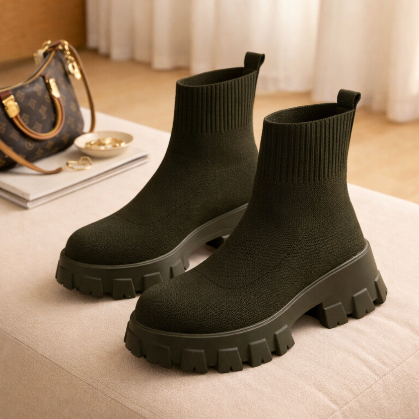 Anette - Lässige Schlittschuhsockenstiefel mit dicker Sohle