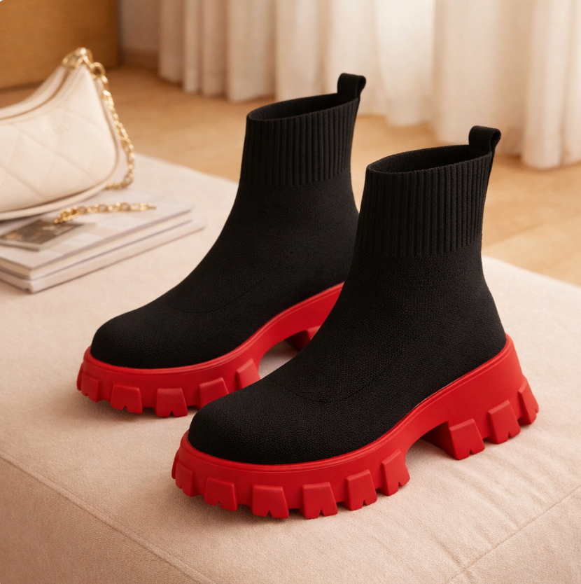 Anette - Lässige Schlittschuhsockenstiefel mit dicker Sohle